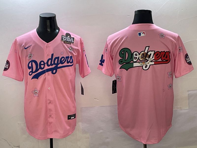 Men Los Angeles Dodgers Blank Pink Sakura Edition 2025 Nike MLB Jersey style 9->los angeles dodgers->MLB Jersey